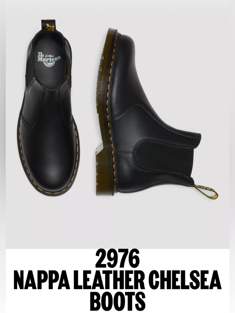 Dr. Martens Black Nappa Leather 2976 Chelsea Boots - Picture 2 of 10
